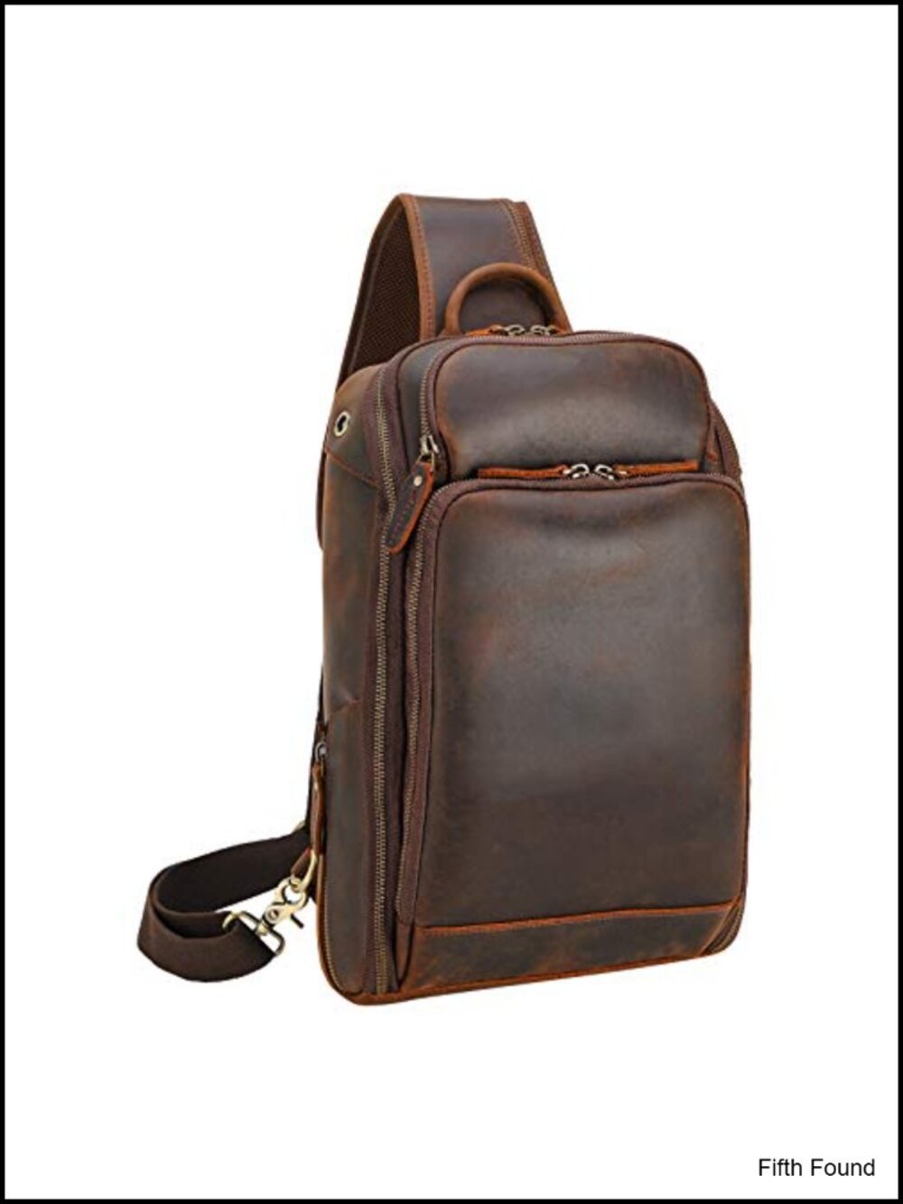 Men's Full Grain Leather Sling Daypack with YKK Zippers